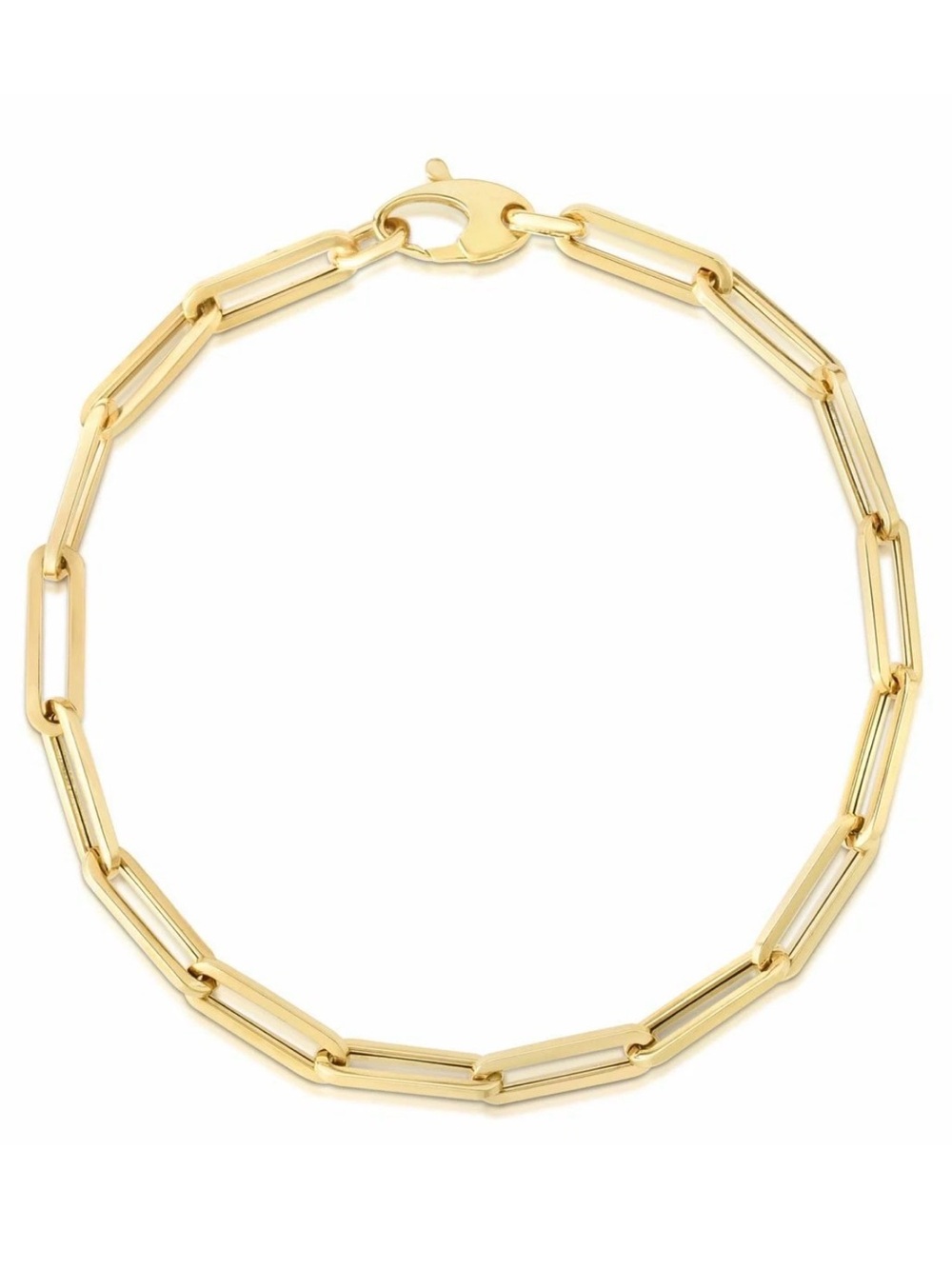 14K Solid Gold X Large Paperclip Chain Bracelet - 6.1mm wide